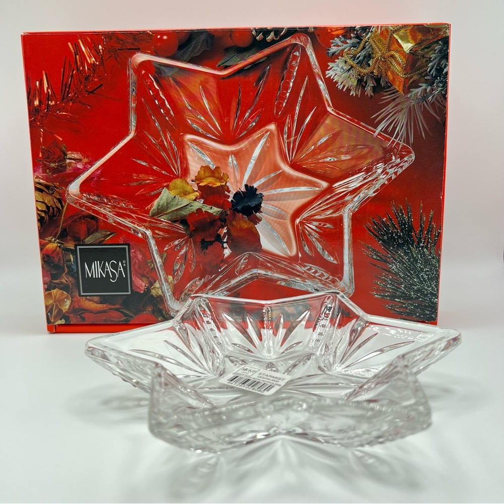 Vintage Mikasa Starmist Glass Dish Trinket Candy Catchall Dish 7.25" Boxed